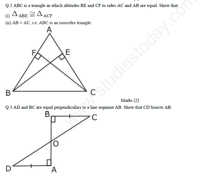 CBSE Class 9 Mathematics Triangles Assignment Set C